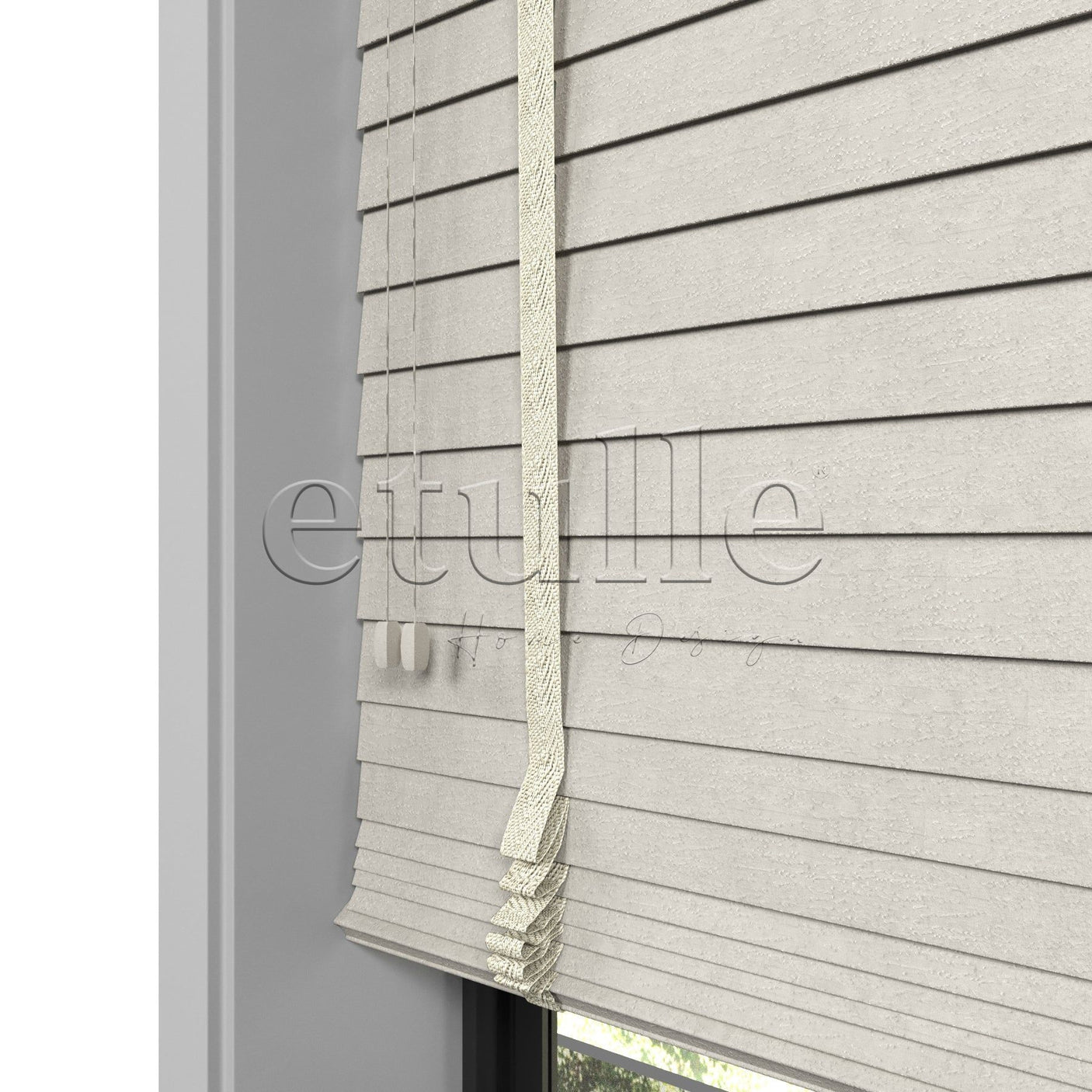 50 MM Truwood Krem Kabartma Ahşap Jaluzi