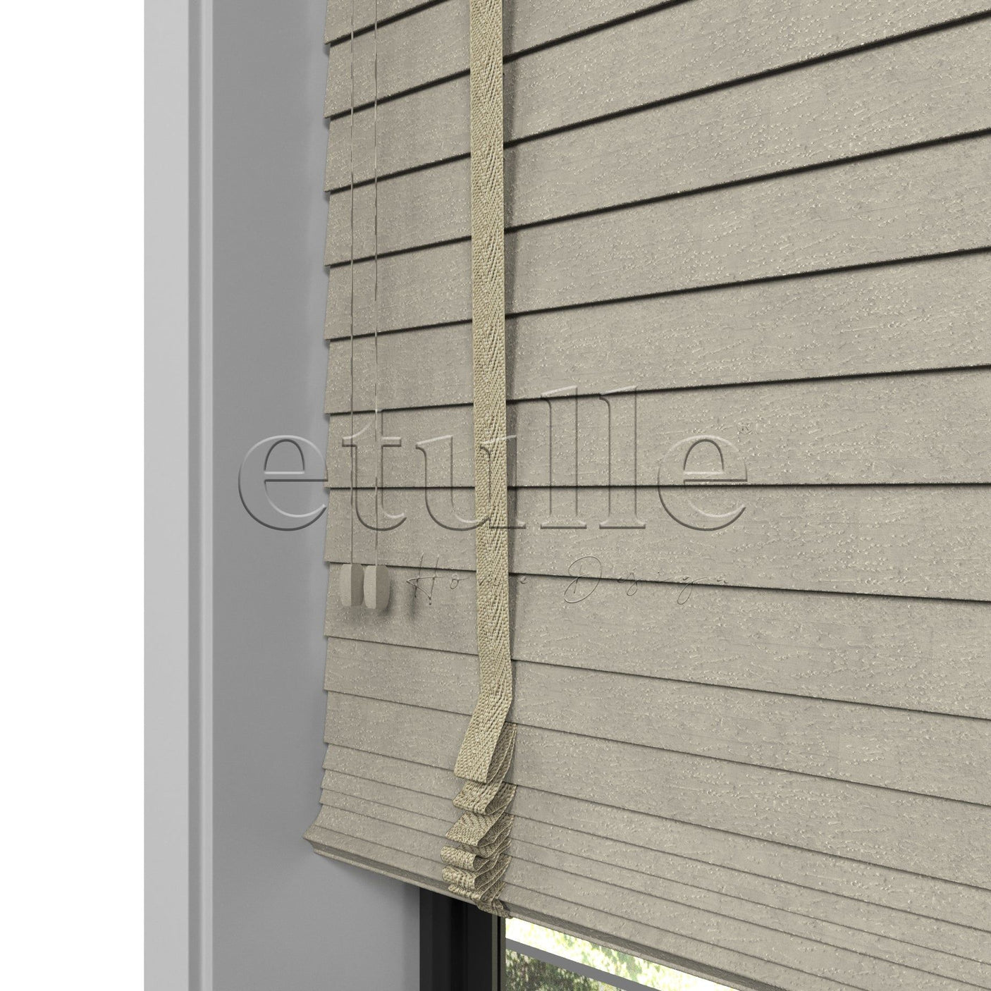 50 MM Truwood Koyu Krem Kabartma Ahşap Jaluzi
