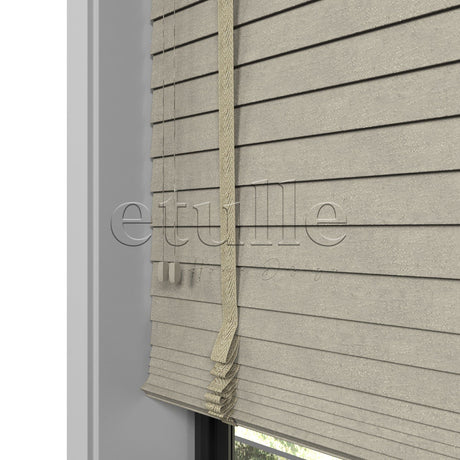 50 MM Truwood Koyu Krem Kabartma Ahşap Jaluzi