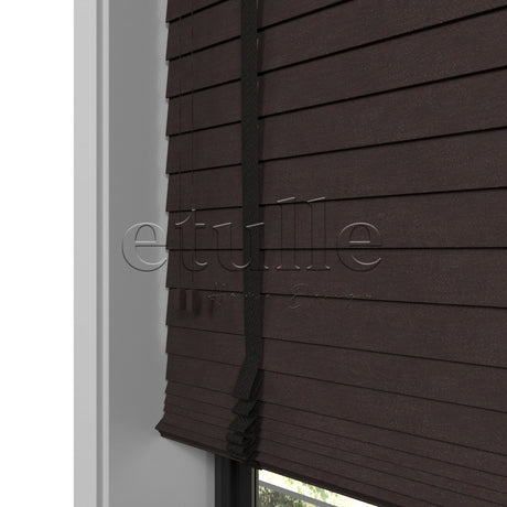 50 MM Truwood Kahverengi Kabartma Ahşap Jaluzi