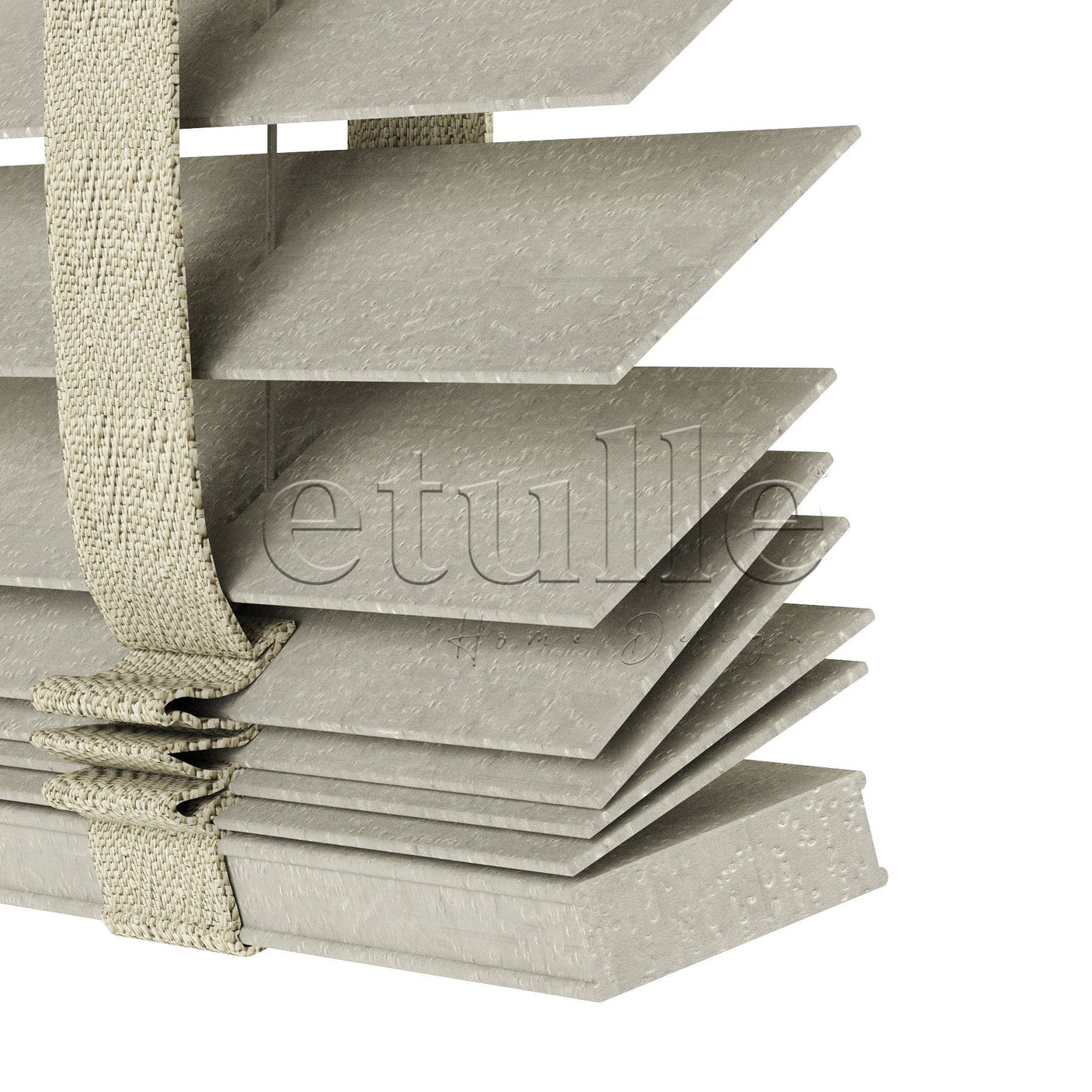 50 MM Truwood Koyu Krem Kabartma Ahşap Jaluzi