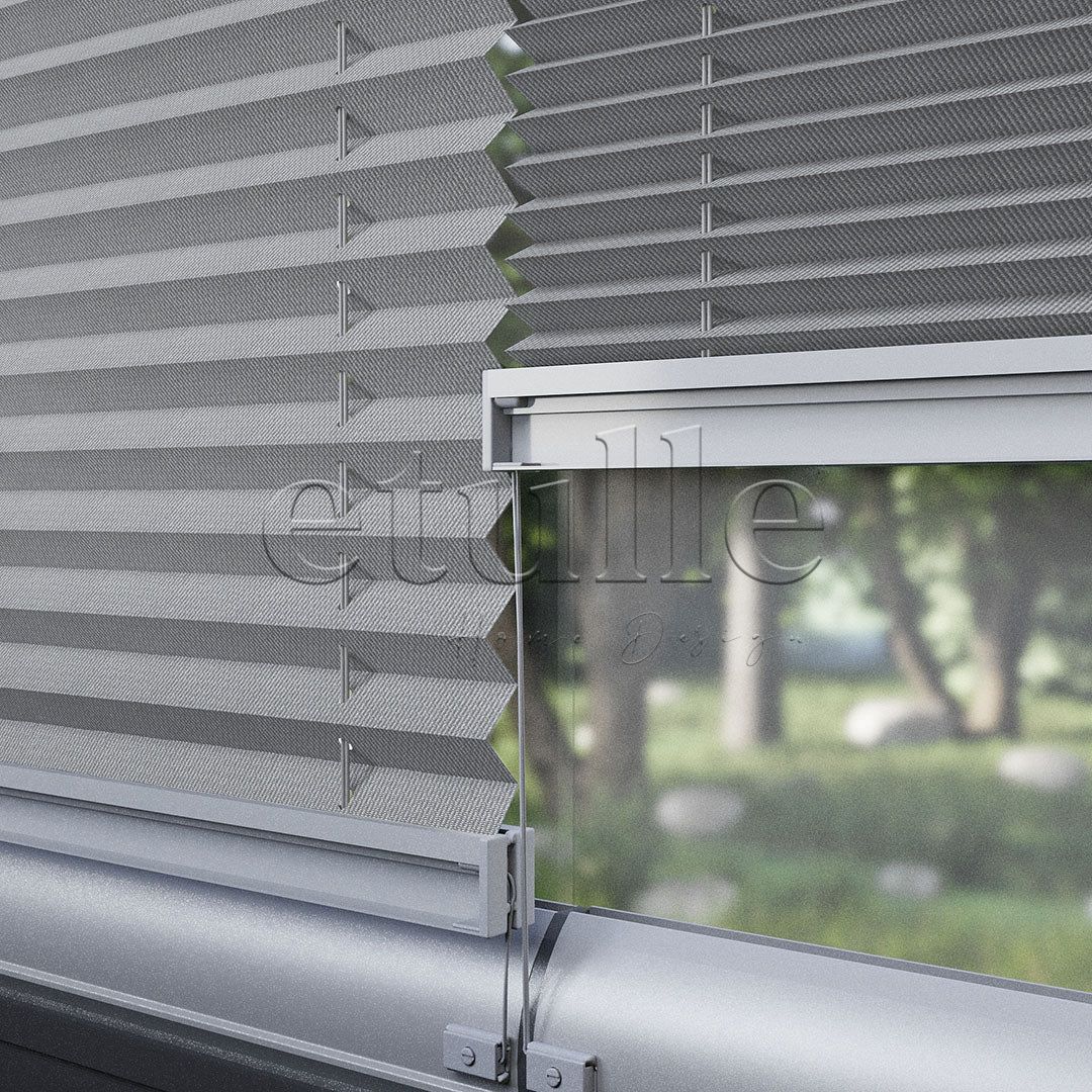 16 MM Desenli Efe Gri Plise Perde