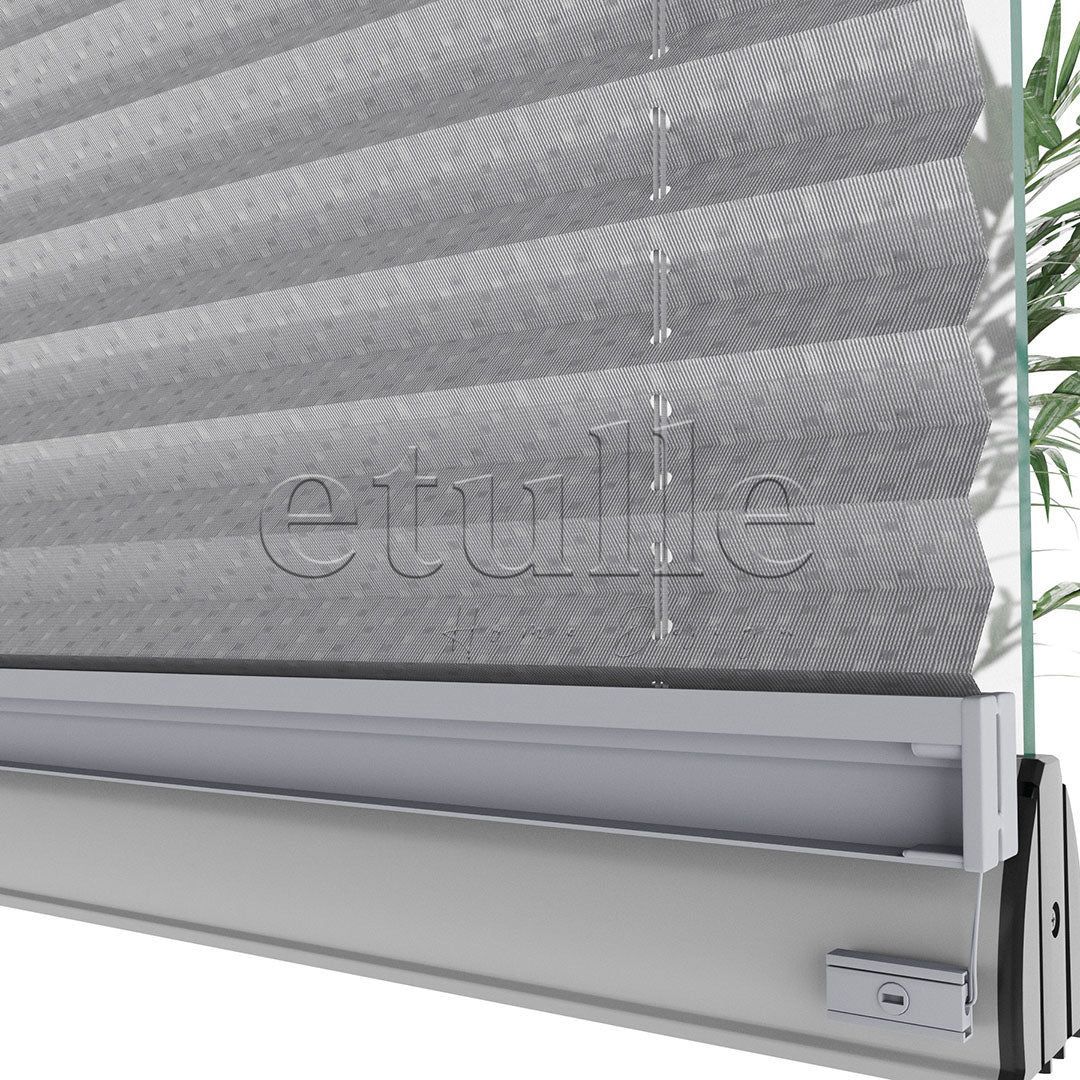 16 MM Desenli Touch Gri Plise Perde