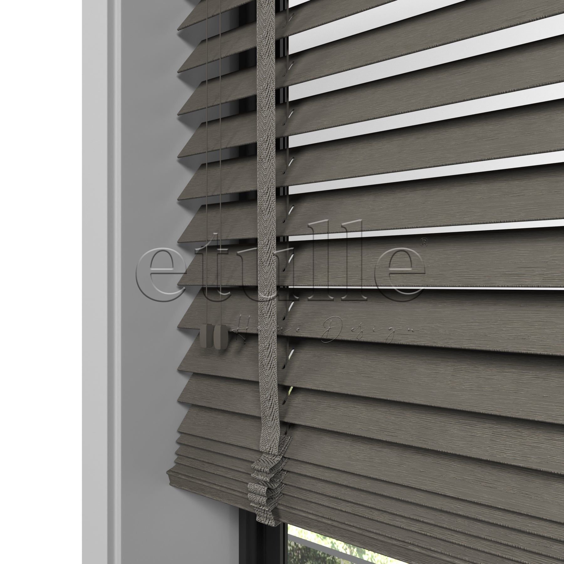 50 MM Meriwood Füme Ahşap Jaluzi
