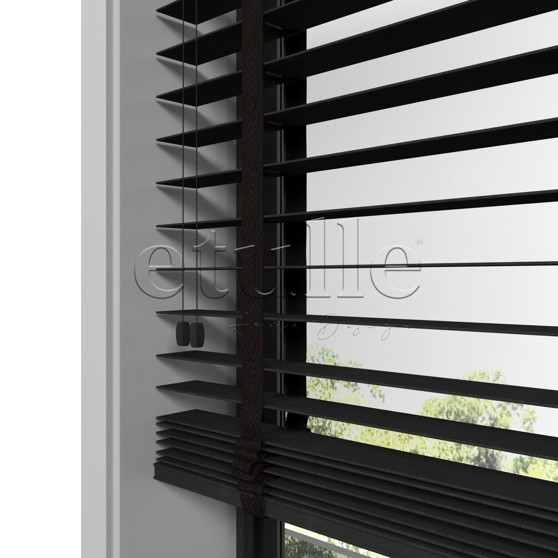 50 MM Meriwood Siyah Ahşap Jaluzi