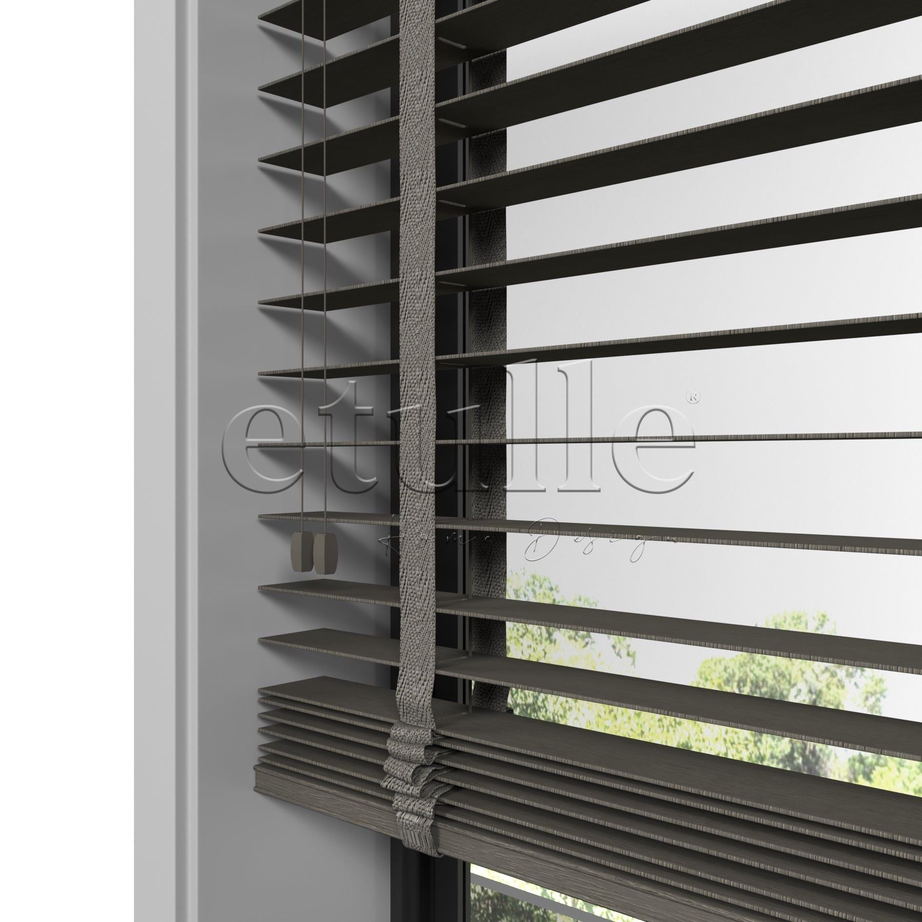 50 MM Meriwood Füme Ahşap Jaluzi