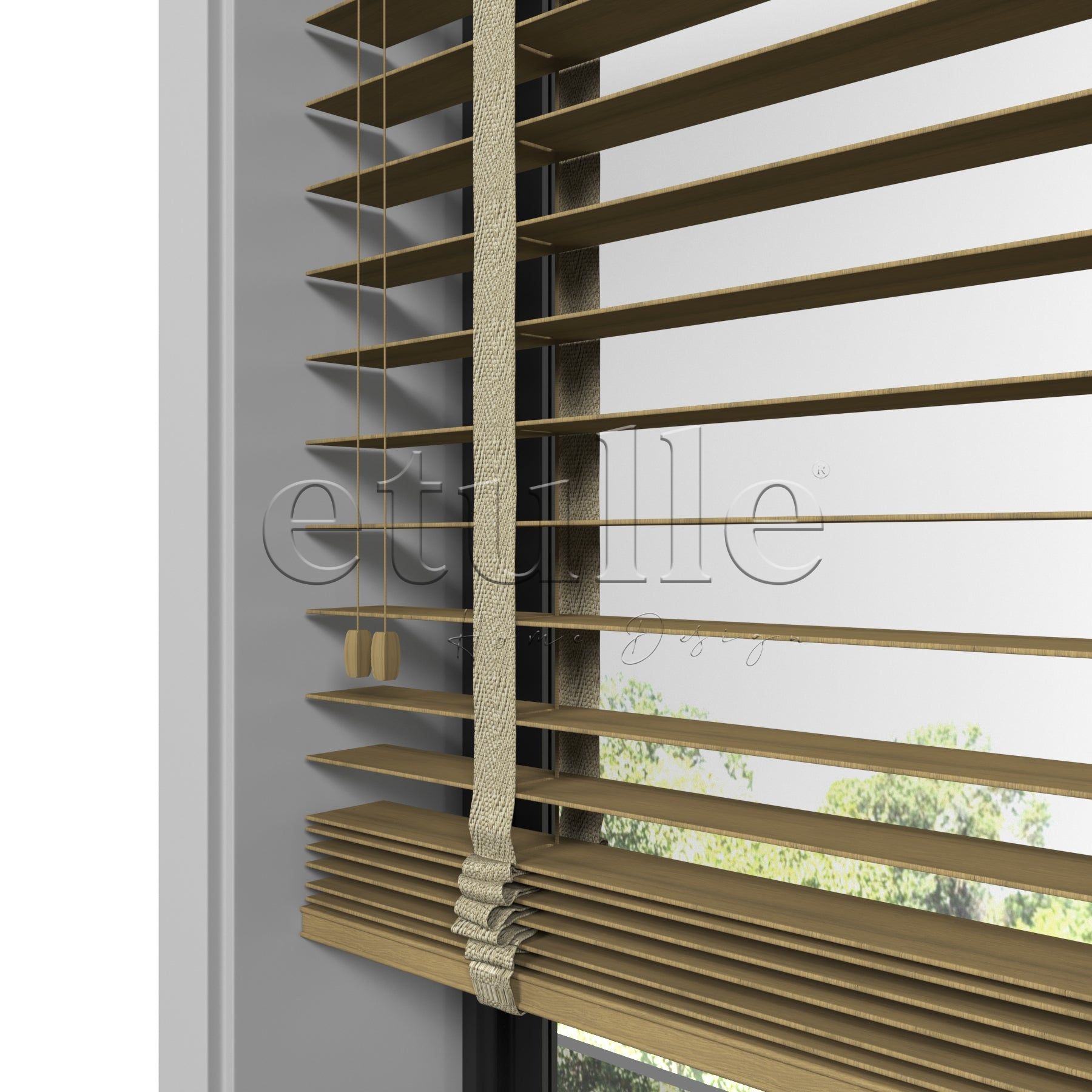 50 MM Meriwood Meşe Desenli Ahşap Jaluzi