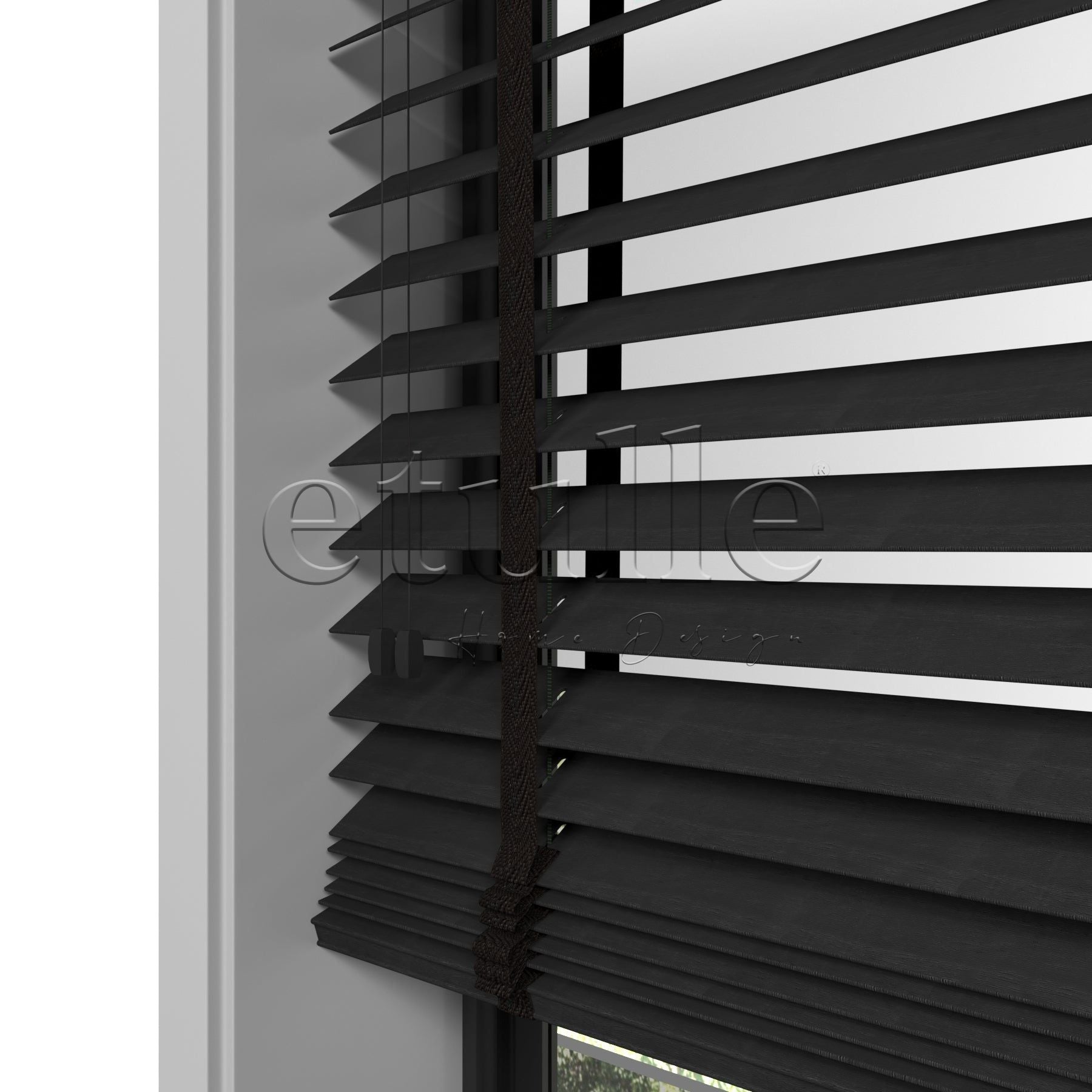 50 MM Meriwood Siyah Ahşap Jaluzi