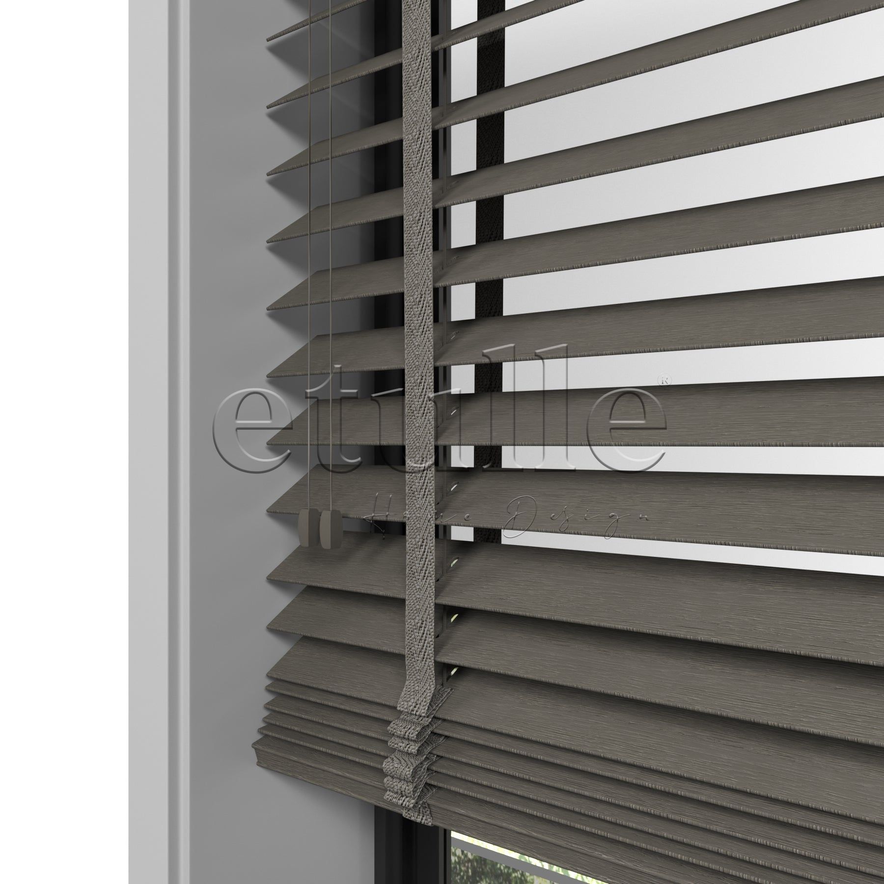 50 MM Meriwood Füme Ahşap Jaluzi