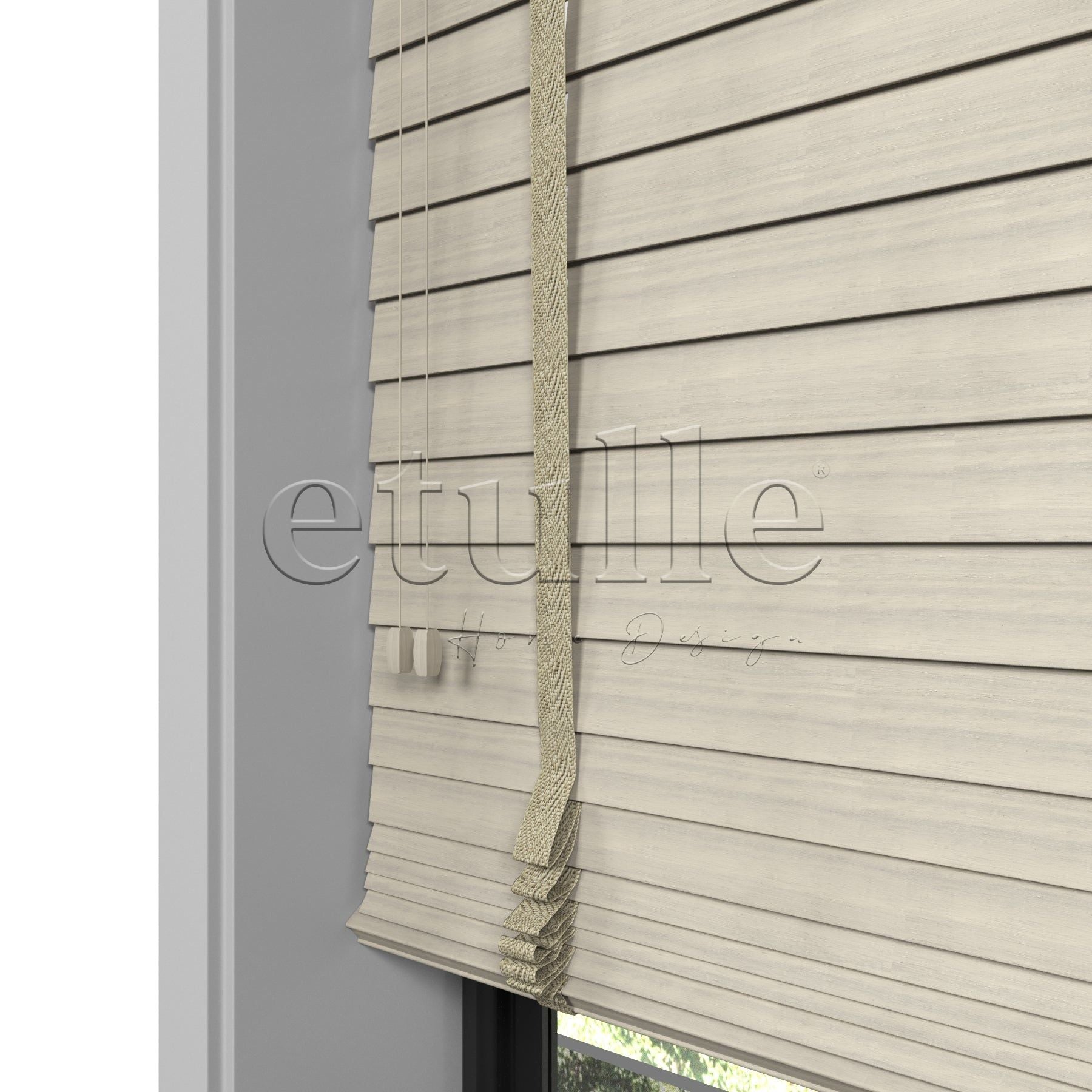 50 MM Meriwood Bej Desen Ahşap Jaluzi