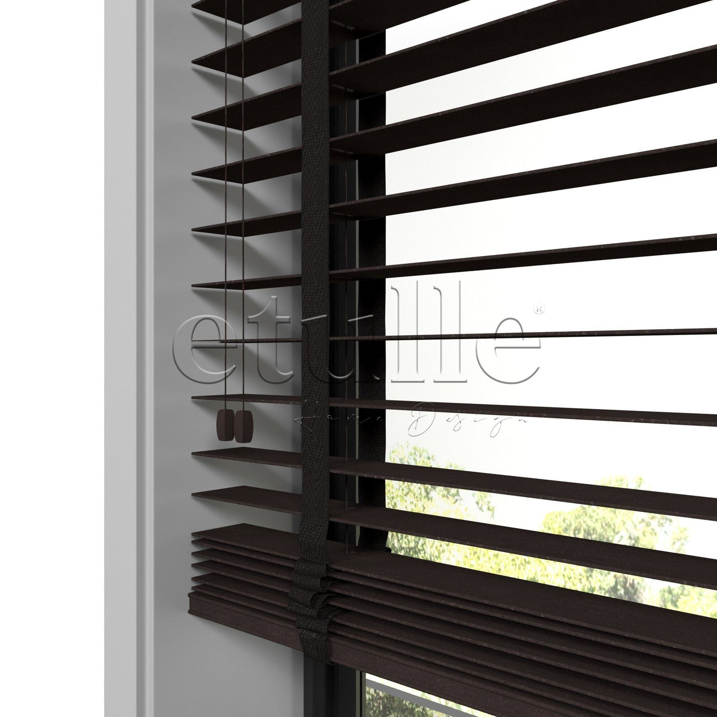 50 MM Truwood Kahverengi Kabartma Ahşap Jaluzi