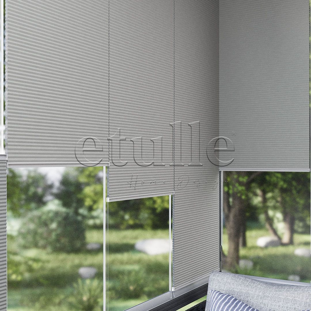 20 MM Honeycomb Gri Plise Perde