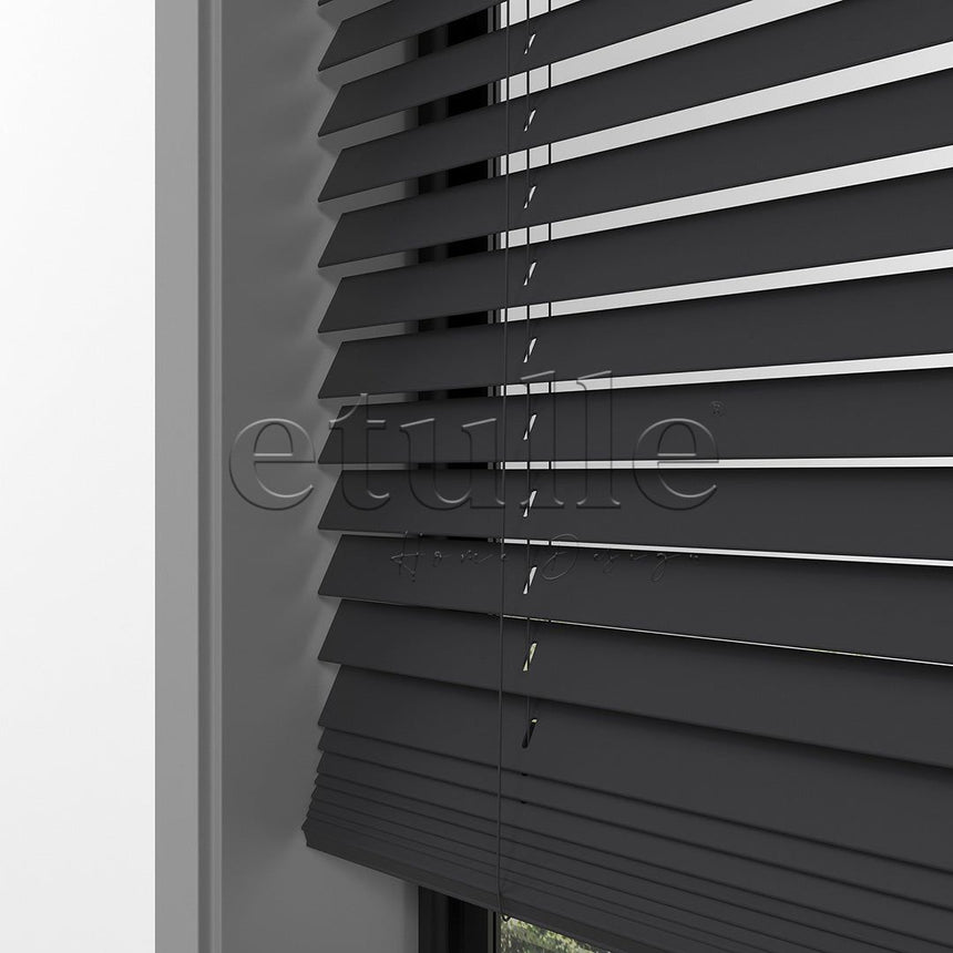 25 MM BASSWOOD Antrasit Ahşap Jaluzi