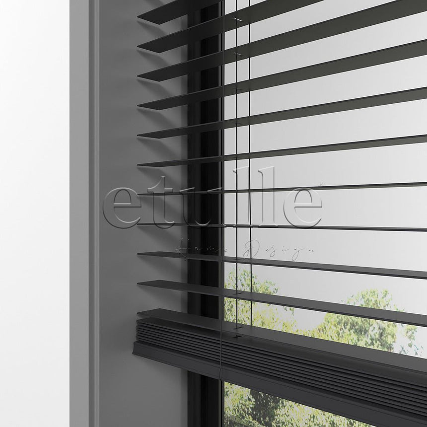 25 MM BASSWOOD Antrasit Ahşap Jaluzi