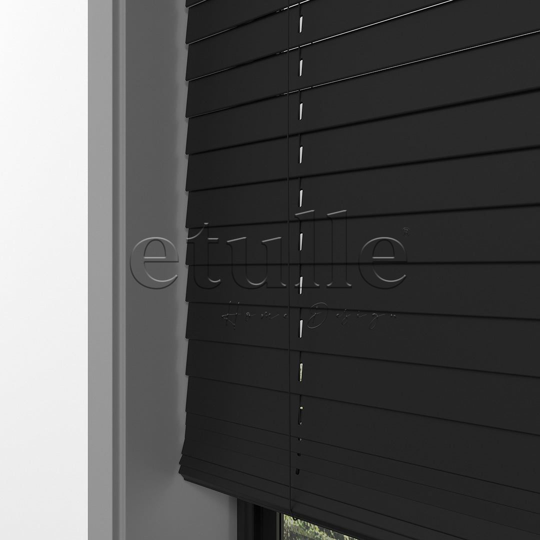 25 MM BASSWOOD Siyah Ahşap Jaluzi