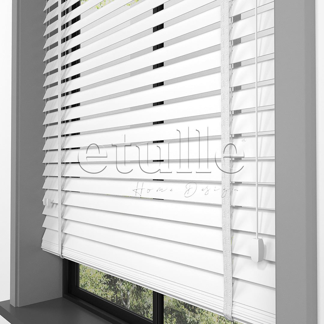 35 MM BASSWOOD Beyaz Ahşap Jaluzi