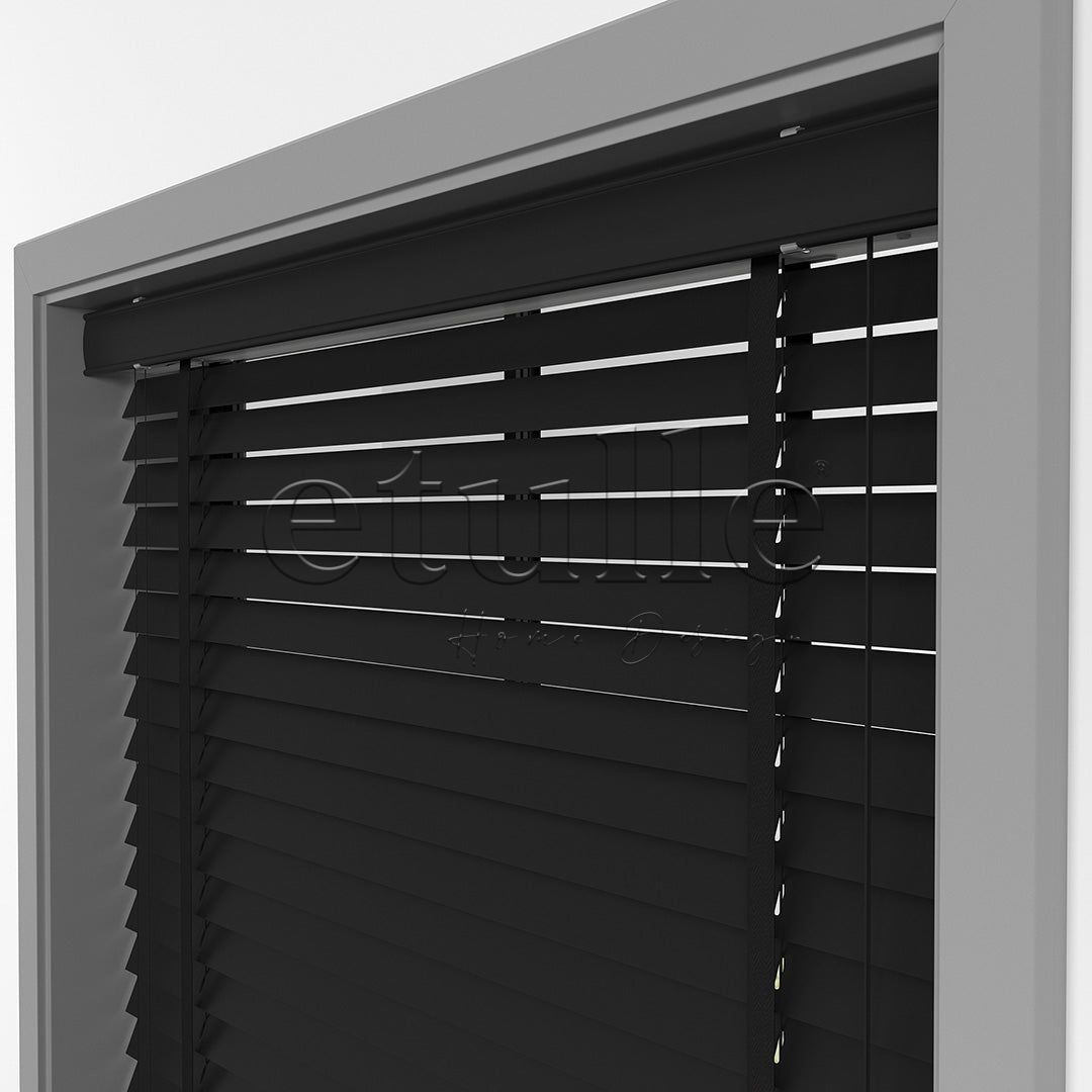 35 MM BASSWOOD Siyah Ahşap Jaluzi