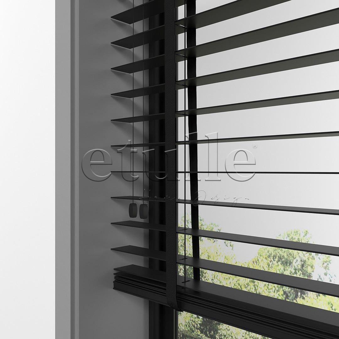 35 MM BASSWOOD Siyah Ahşap Jaluzi