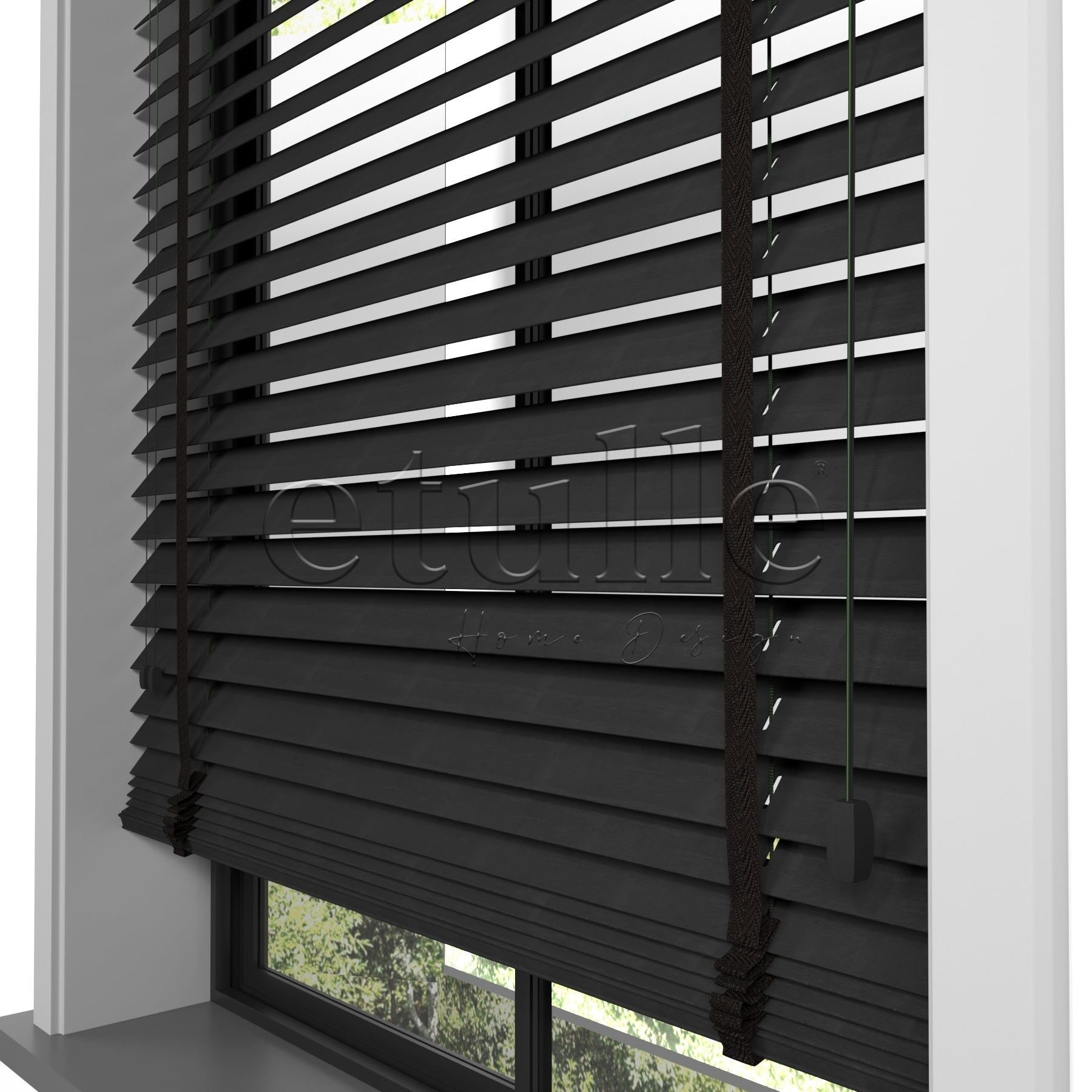 50 MM Meriwood Siyah Ahşap Jaluzi
