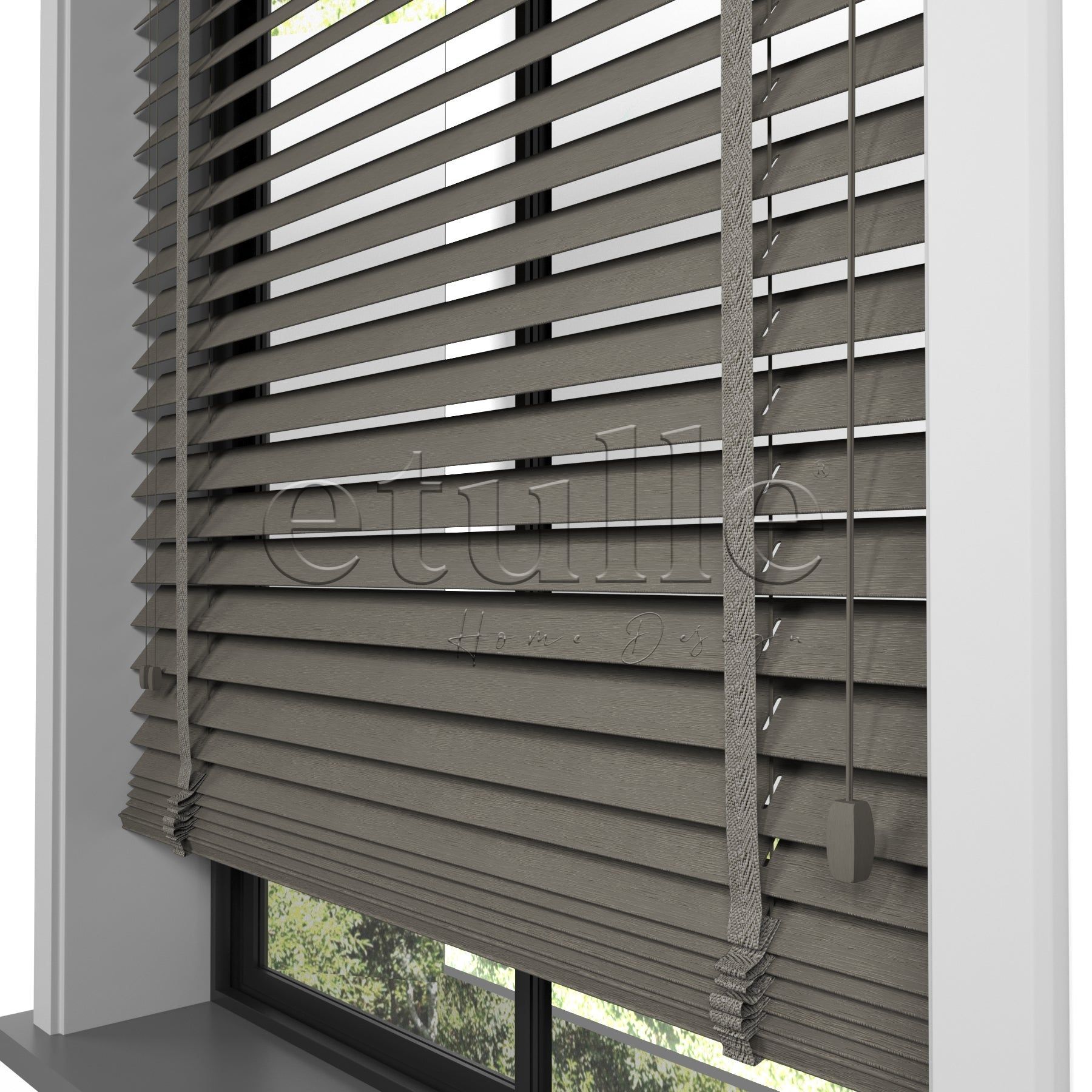 50 MM Meriwood Füme Ahşap Jaluzi