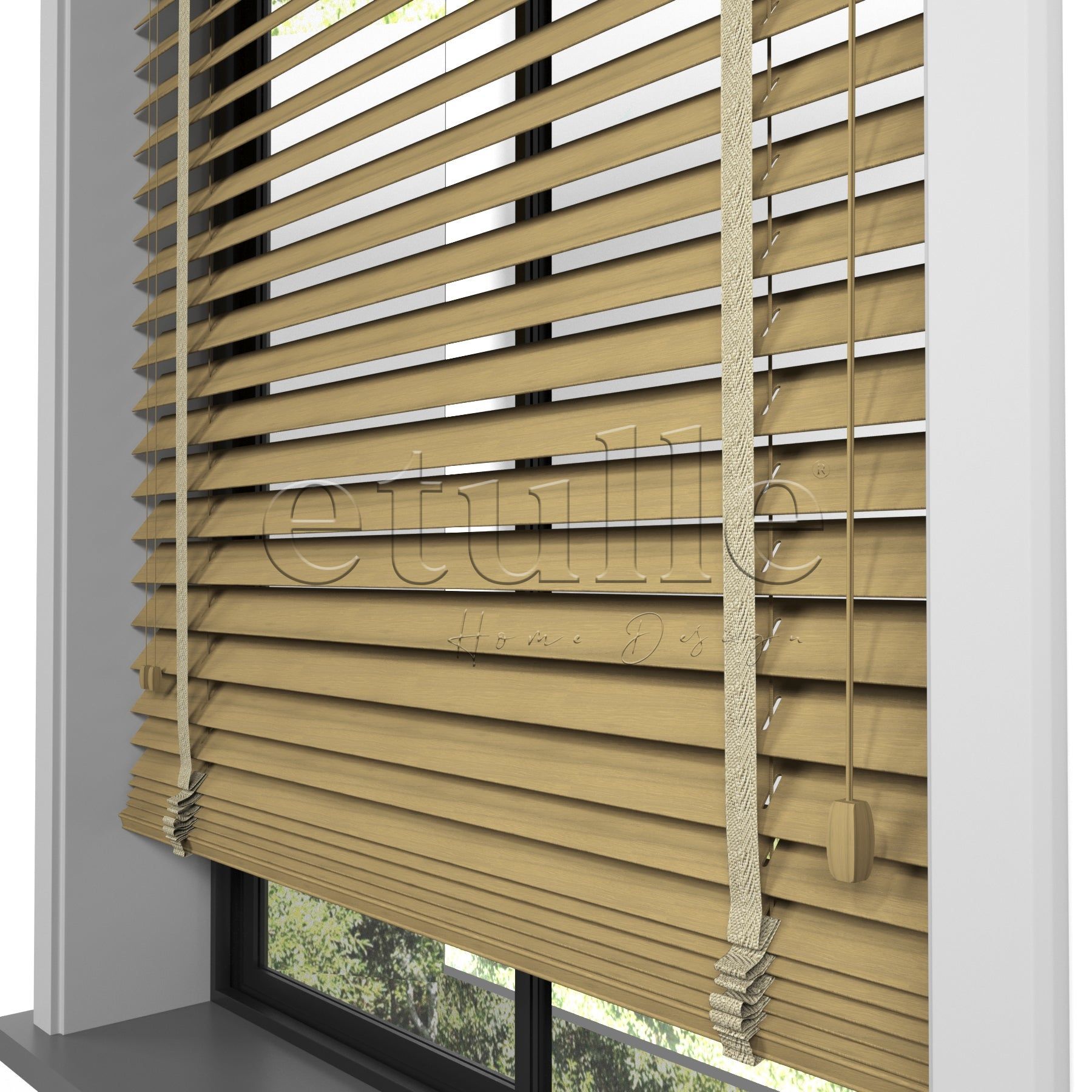 50 MM Meriwood Meşe Desenli Ahşap Jaluzi