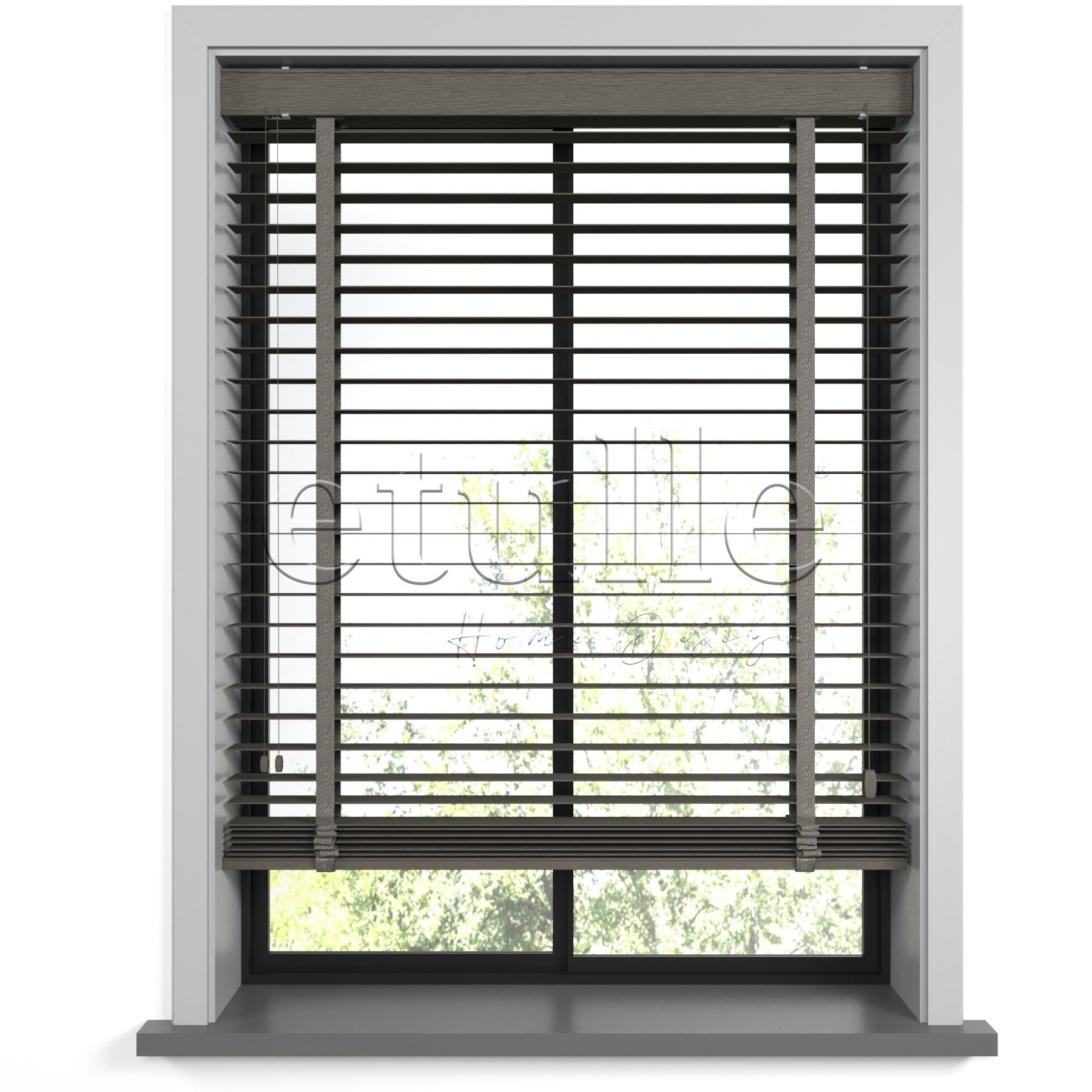 50 MM Meriwood Füme Ahşap Jaluzi