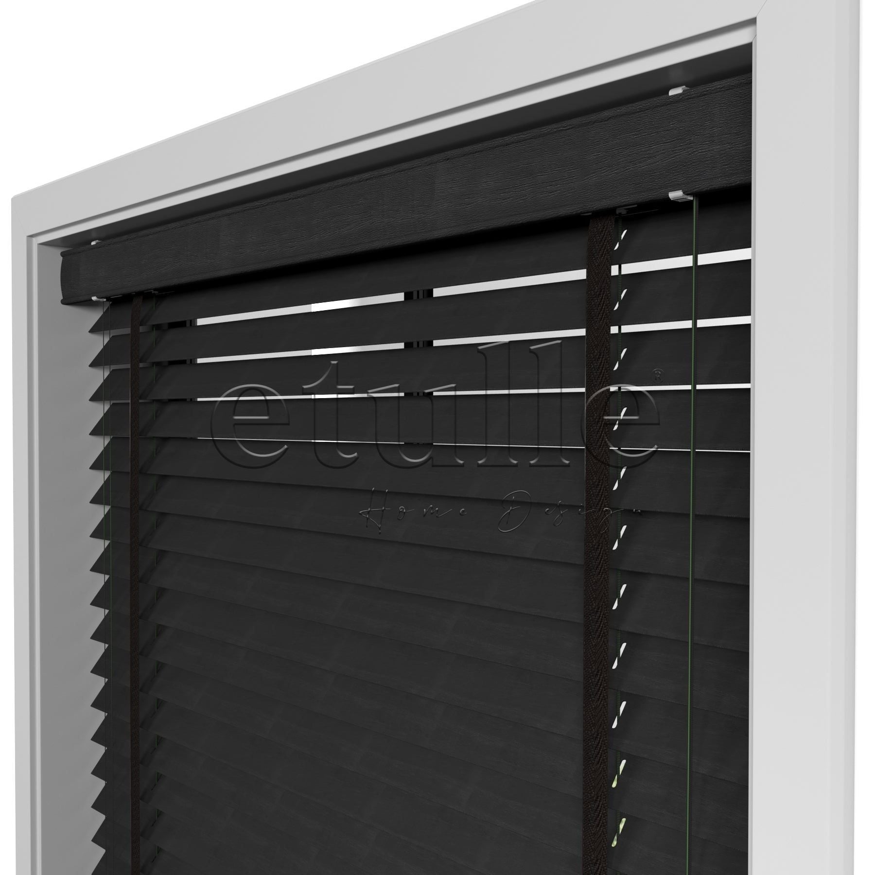 50 MM Meriwood Siyah Ahşap Jaluzi