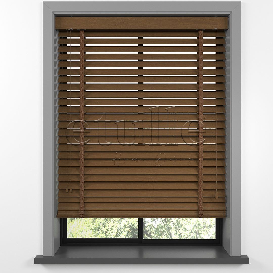 50 MM BASSWOOD Dark Oak Ahşap Jaluzi