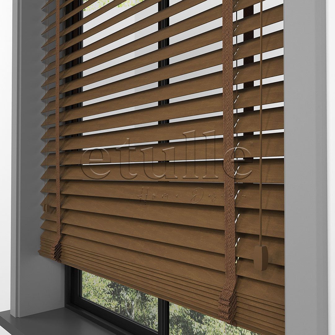 50 MM BASSWOOD Dark Oak Ahşap Jaluzi