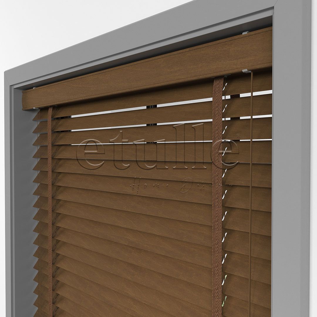 50 MM BASSWOOD Dark Oak Ahşap Jaluzi