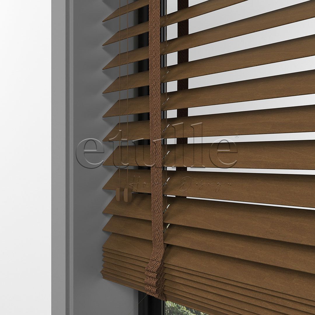 50 MM BASSWOOD Dark Oak Ahşap Jaluzi