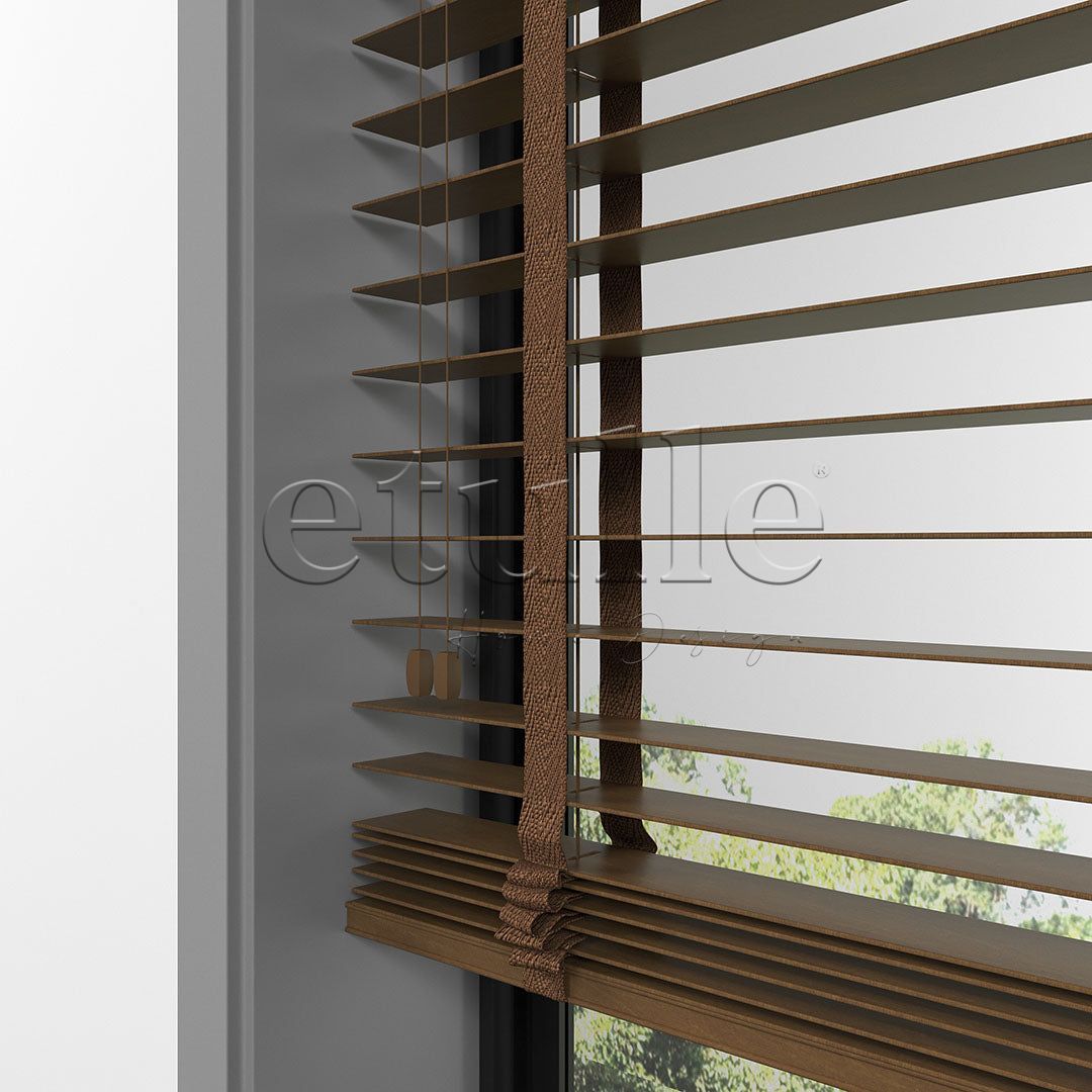 50 MM BASSWOOD Dark Oak Ahşap Jaluzi
