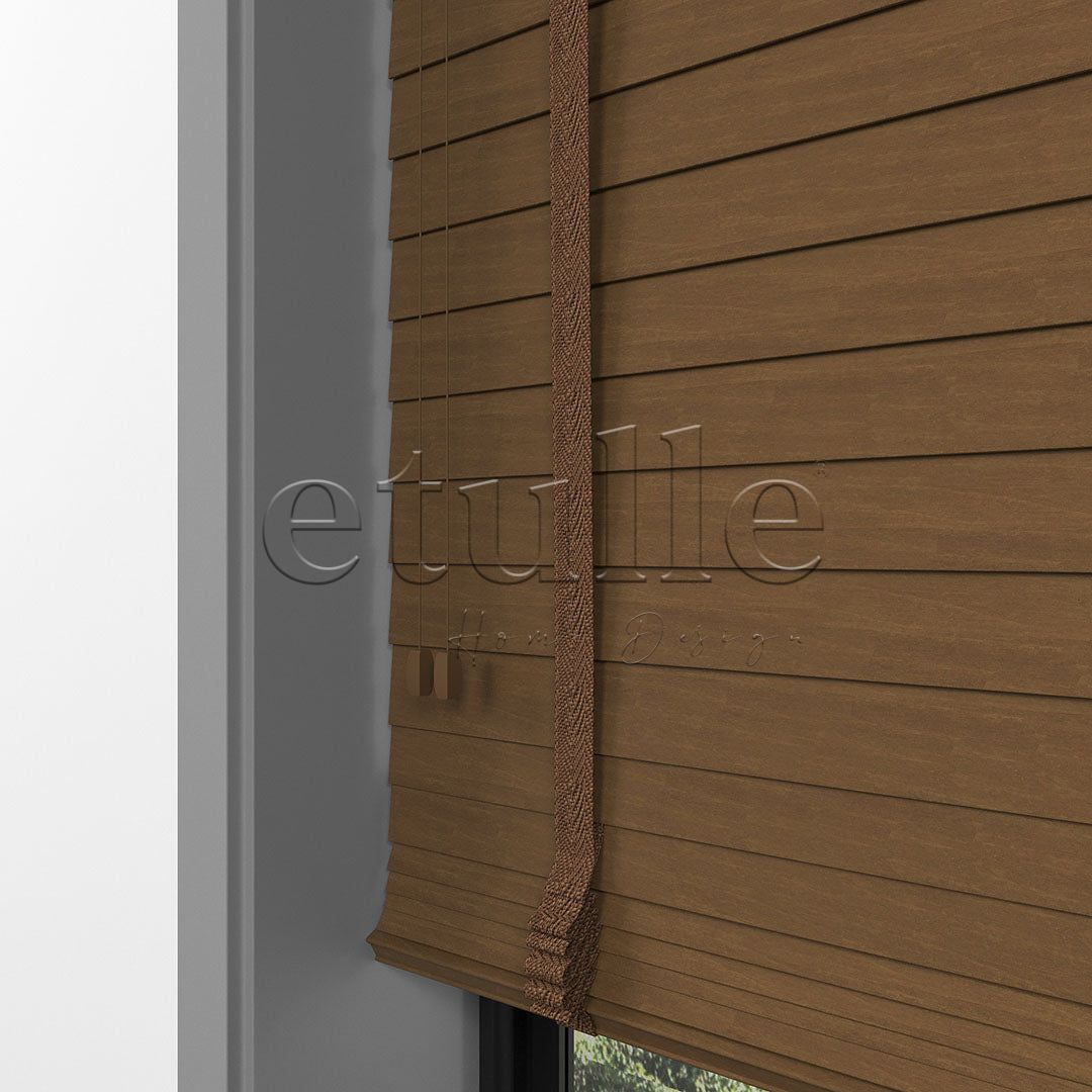 50 MM BASSWOOD Dark Oak Ahşap Jaluzi