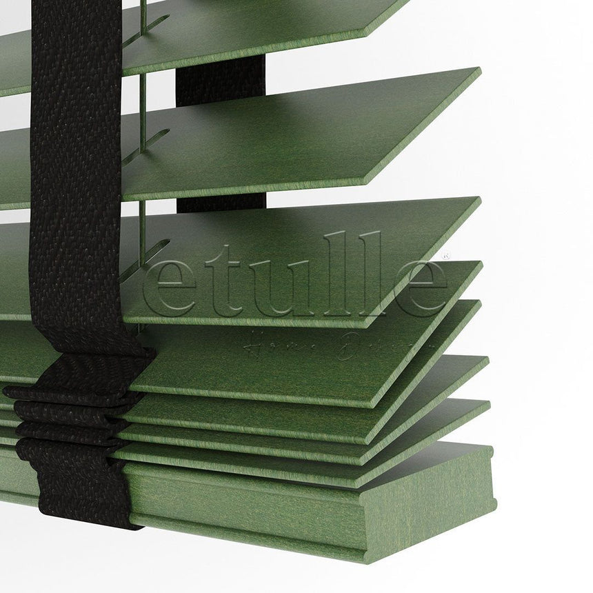 50 MM BASSWOOD Yeşil Ahşap Jaluzi