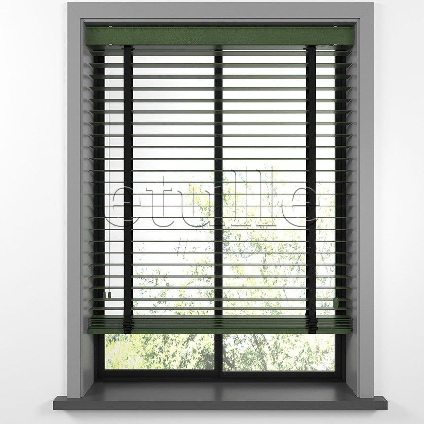 50 MM BASSWOOD Yeşil Ahşap Jaluzi