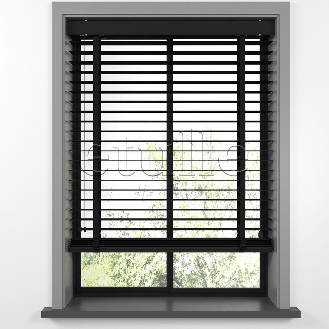 63 MM BASSWOOD Black Ahşap Jaluzi