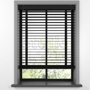 63 MM BASSWOOD Black Ahşap Jaluzi
