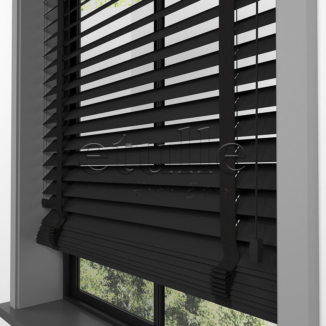 63 MM BASSWOOD Black Ahşap Jaluzi
