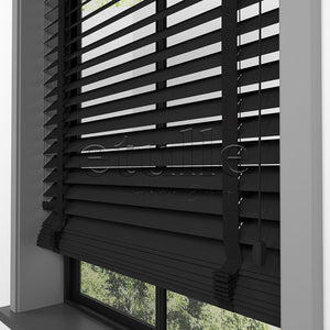 63 MM BASSWOOD Black Ahşap Jaluzi