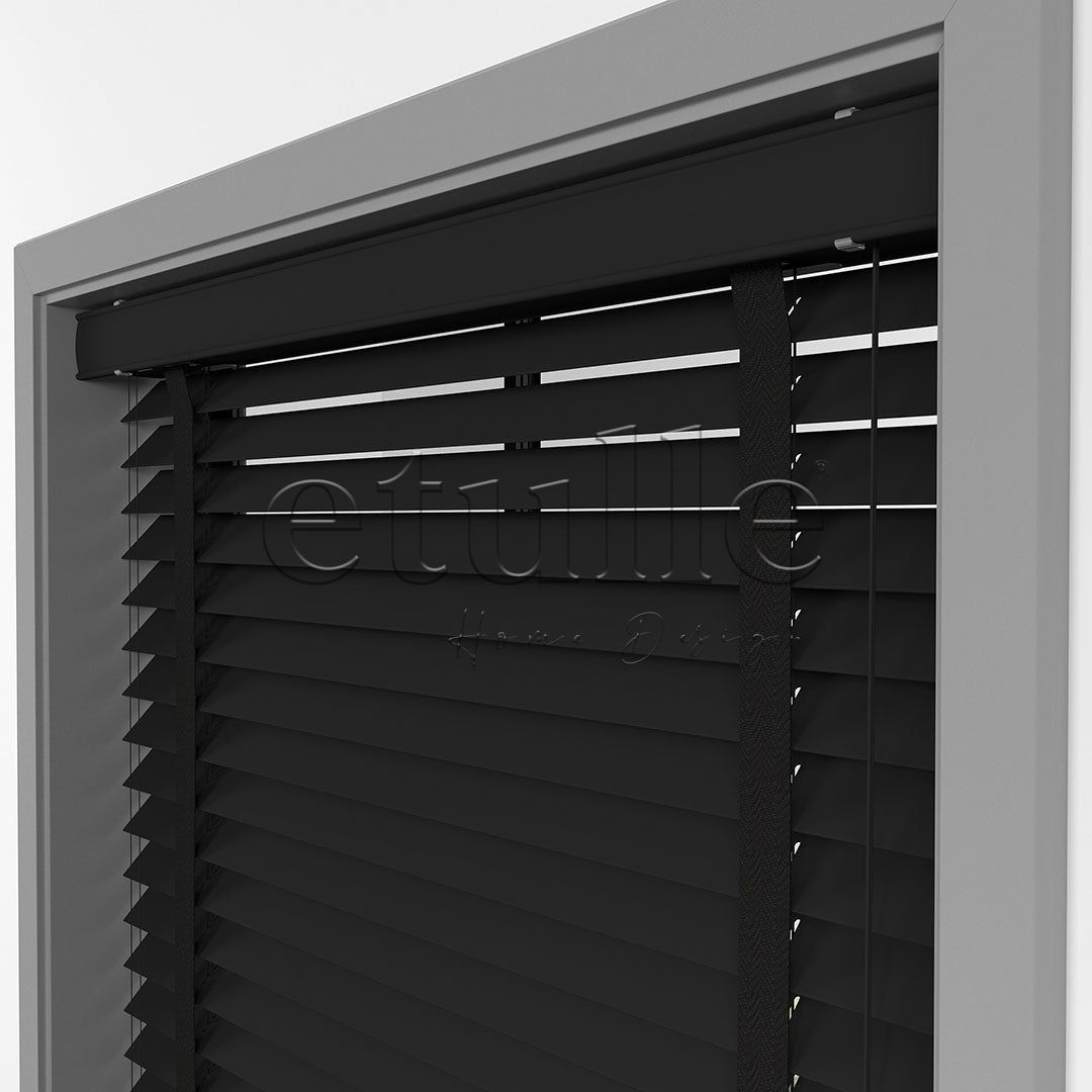 63 MM BASSWOOD Black Ahşap Jaluzi