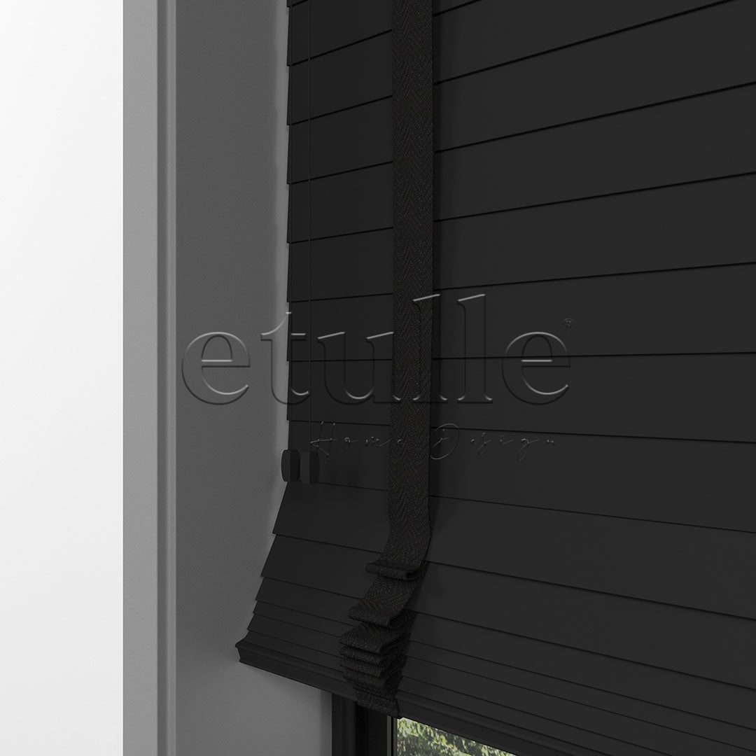 63 MM BASSWOOD Black Ahşap Jaluzi