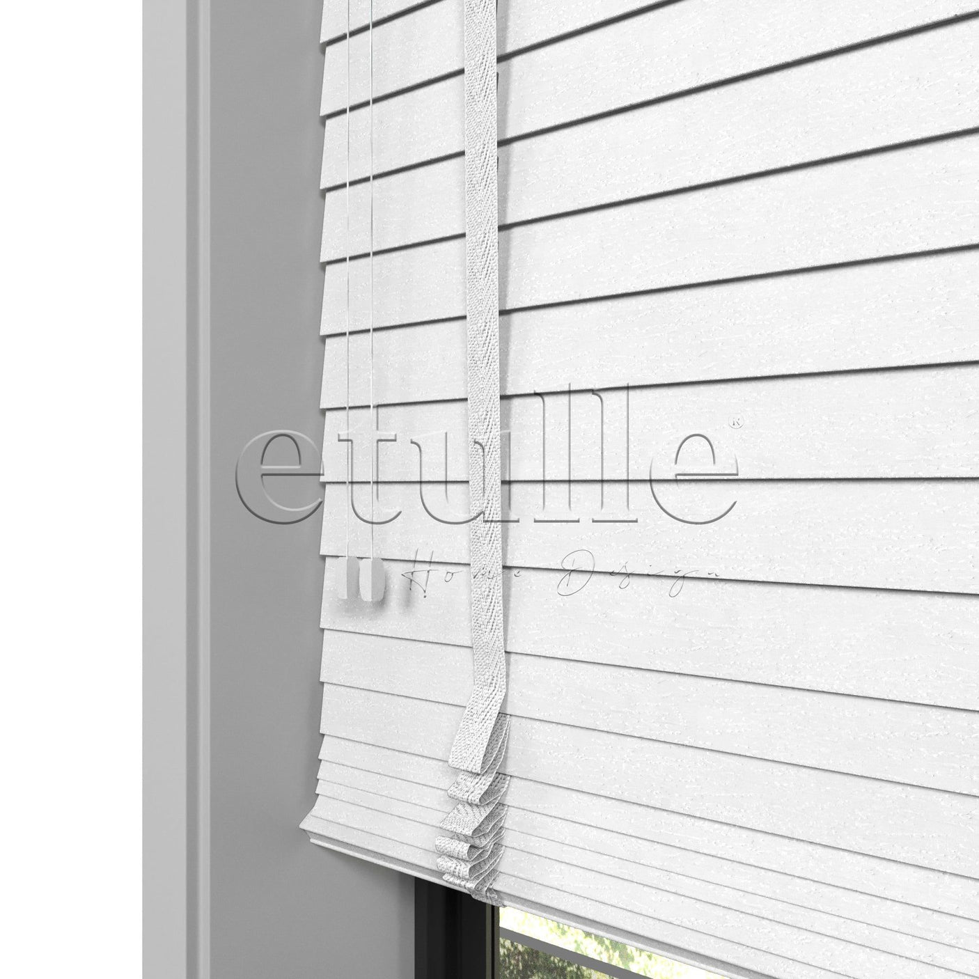 50 MM Truwood Beyaz Kabartma Ahşap Jaluzi