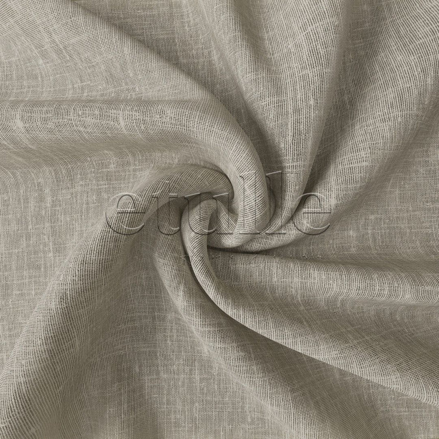 Bej Folded Keten Düz Tül Perde | Mistra