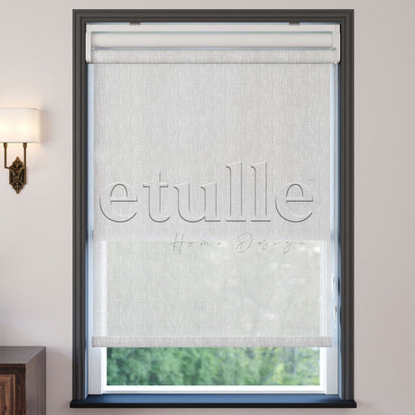 Beyaz Desenli Çiftli Stor Perde | Estella