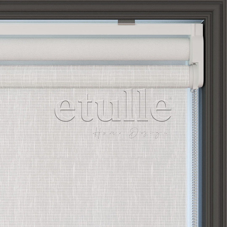 Beyaz Desenli Çiftli Stor Perde | Estella