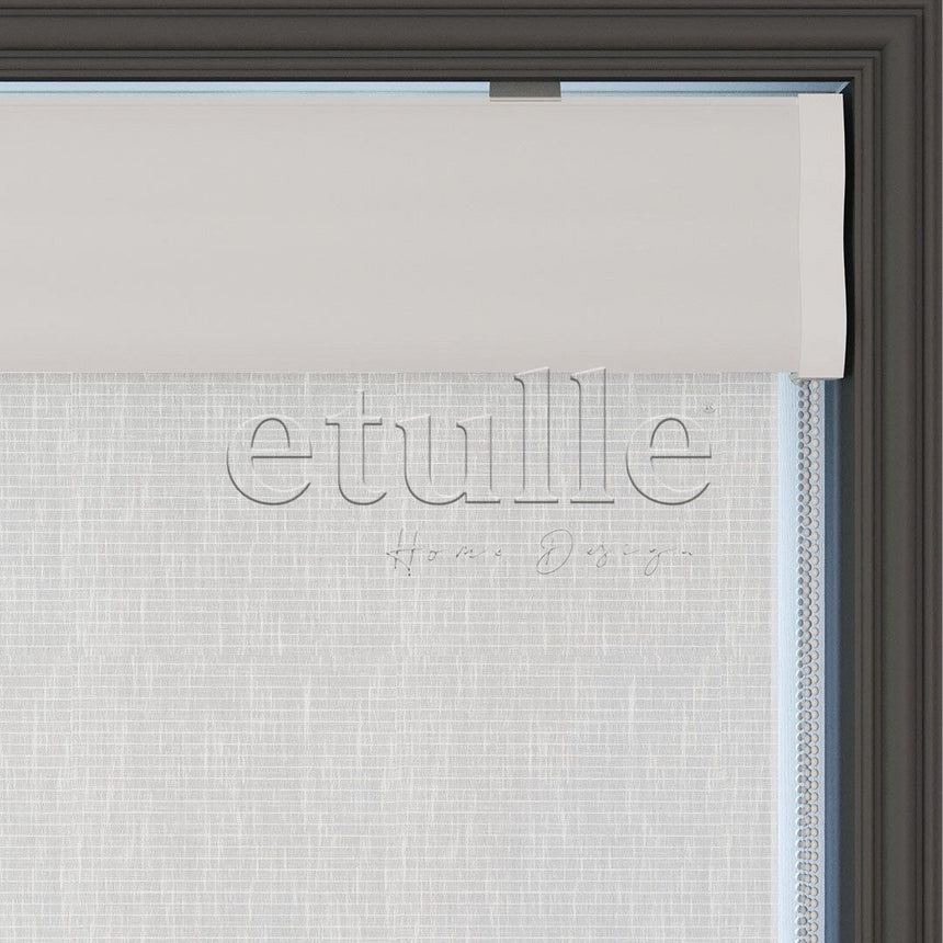 Beyaz Desenli Çiftli Stor Perde | Estella