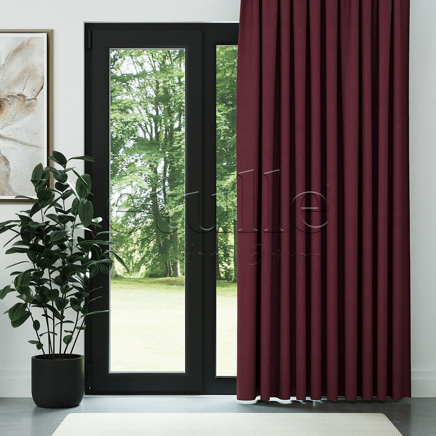 Bordo Naturel Keten Fon Perde | Casual