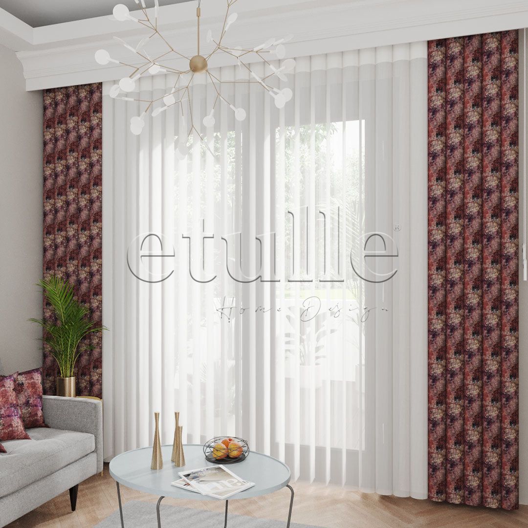 Carpet - Baskılı Dikey Tül Perde