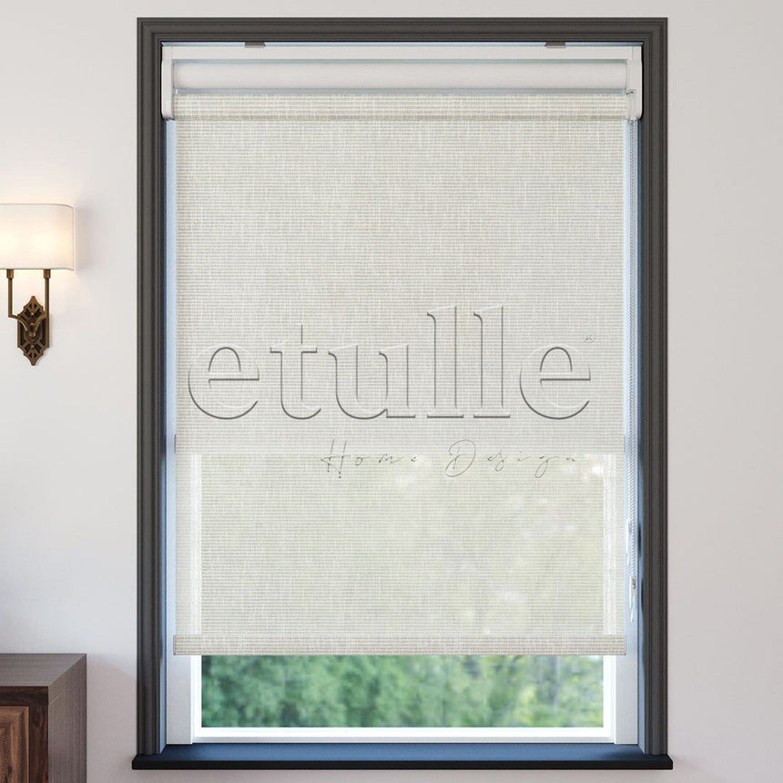 Ekru Desenli Çiftli Stor Perde | Estella