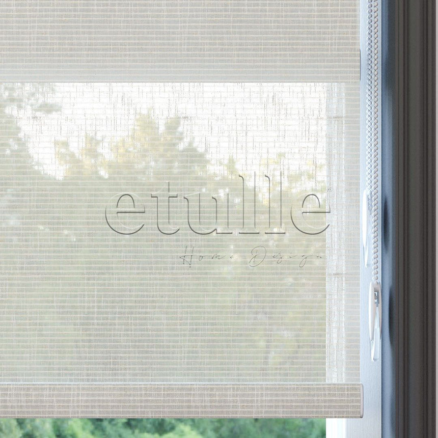 Ekru Desenli Çiftli Stor Perde | Estella